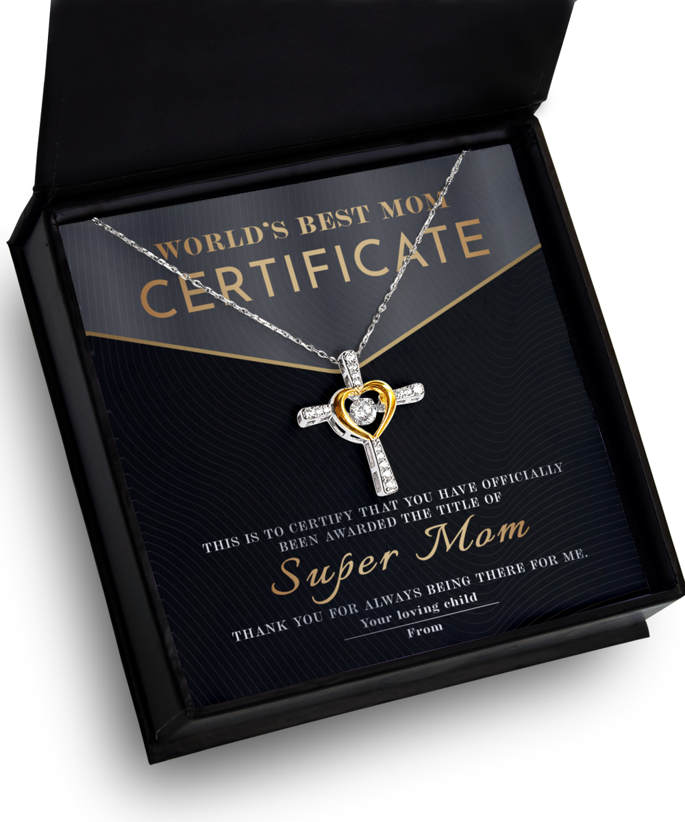 Mom | Best Mom Certificate | Cross Dancing Necklace