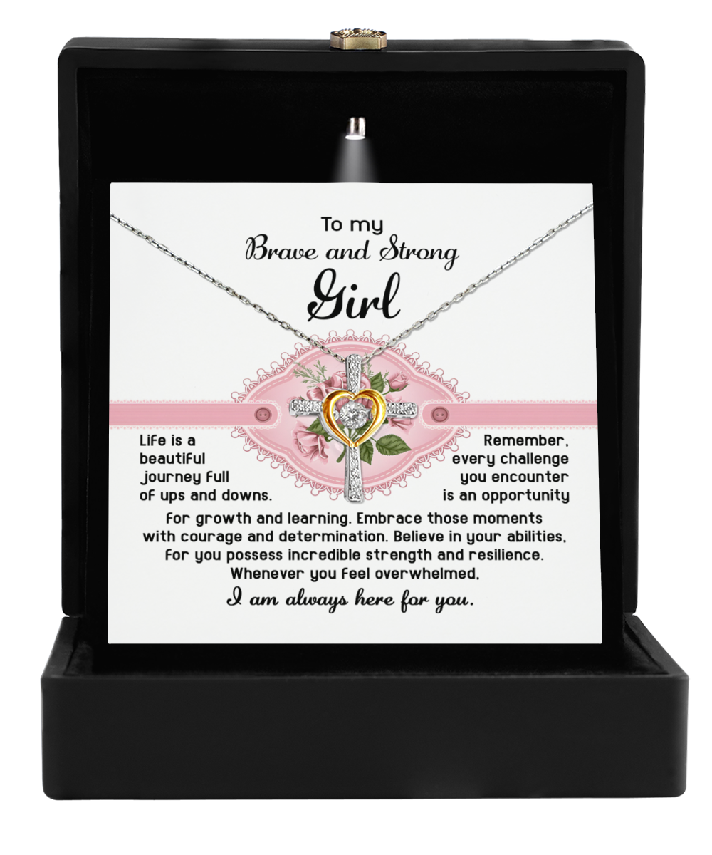 Daughter | Brave And Strong | Cross Dancing Necklace