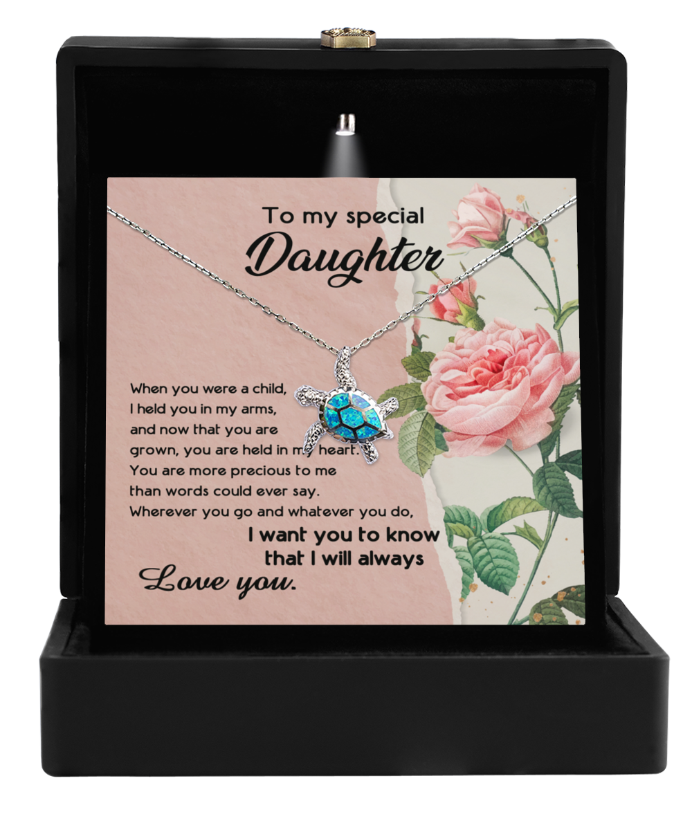 Daughter | In My Arms | Opal Turtle Pendant Necklace