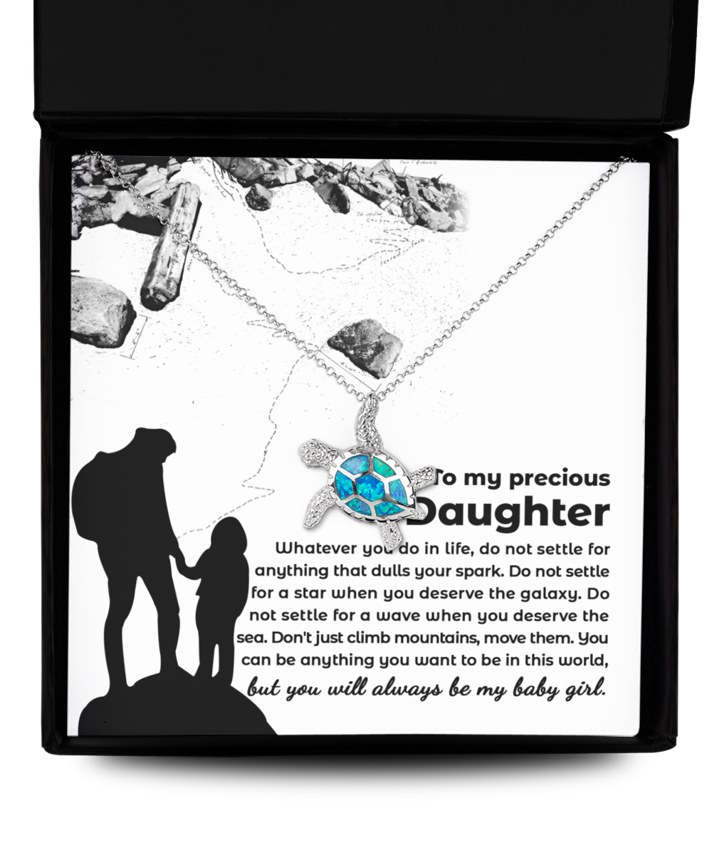 Daughter | Do Not Settle | Opal Turtle Necklace