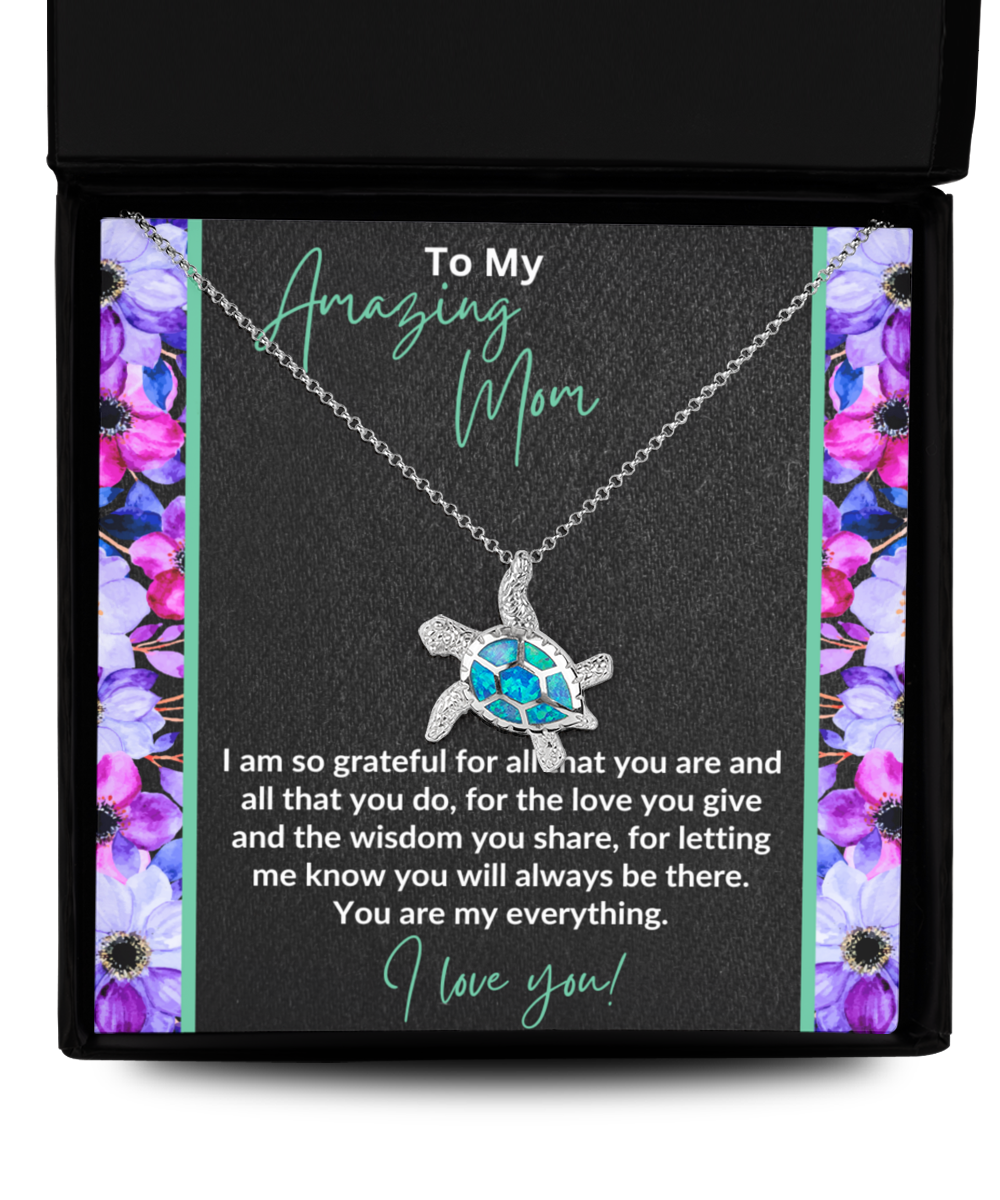 Mom | You Are Amazing | Opal Turtle Pendant