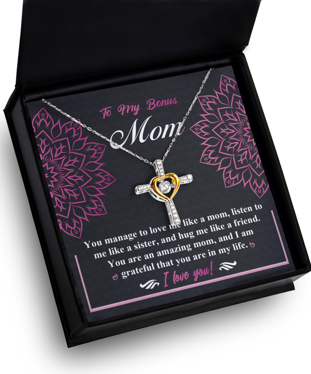 Bonus Mom | An Amazing Mom | Cross Dancing Necklace