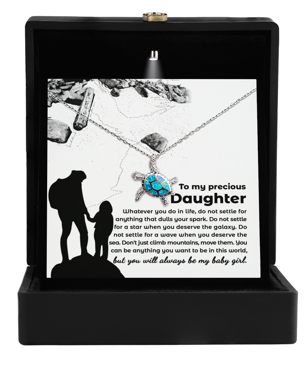 Daughter | Do Not Settle | Opal Turtle Necklace