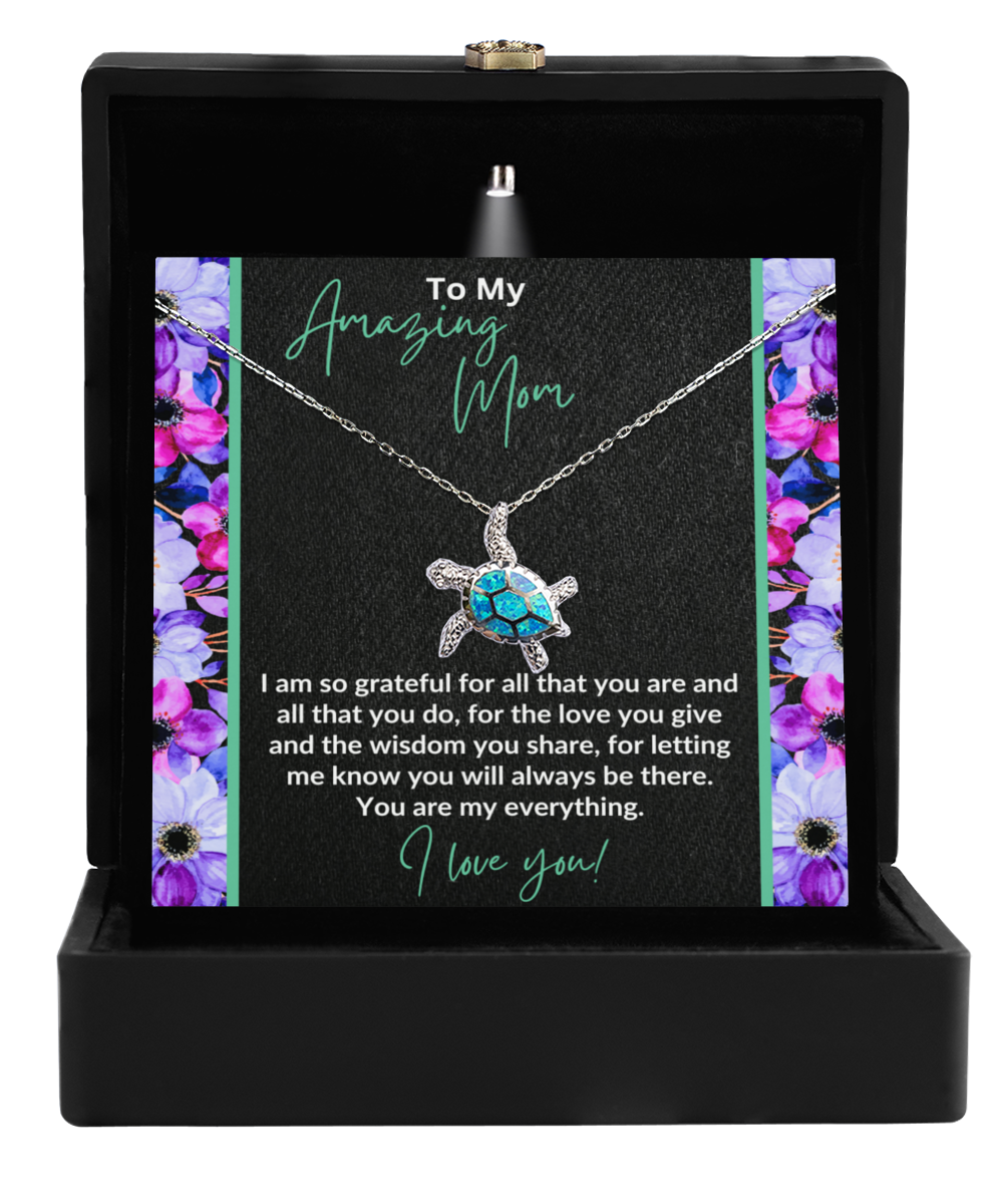 Mom | You Are Amazing | Opal Turtle Pendant