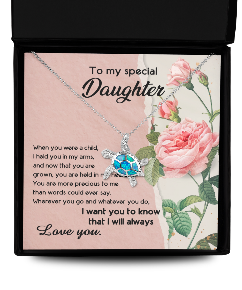 Daughter | In My Arms | Opal Turtle Pendant Necklace