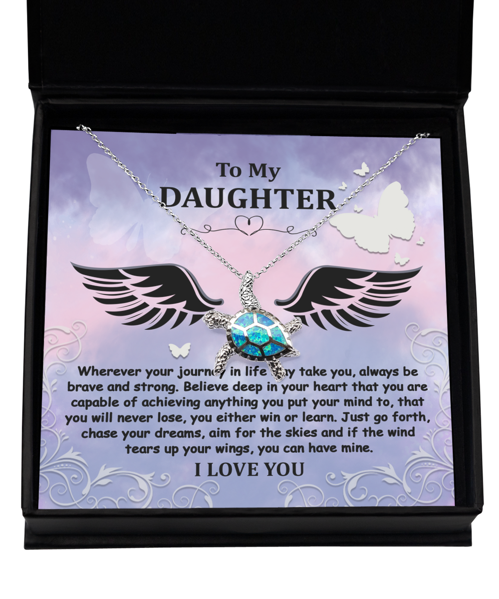 Daughter | Brave And Strong | Opal Turtle Necklace