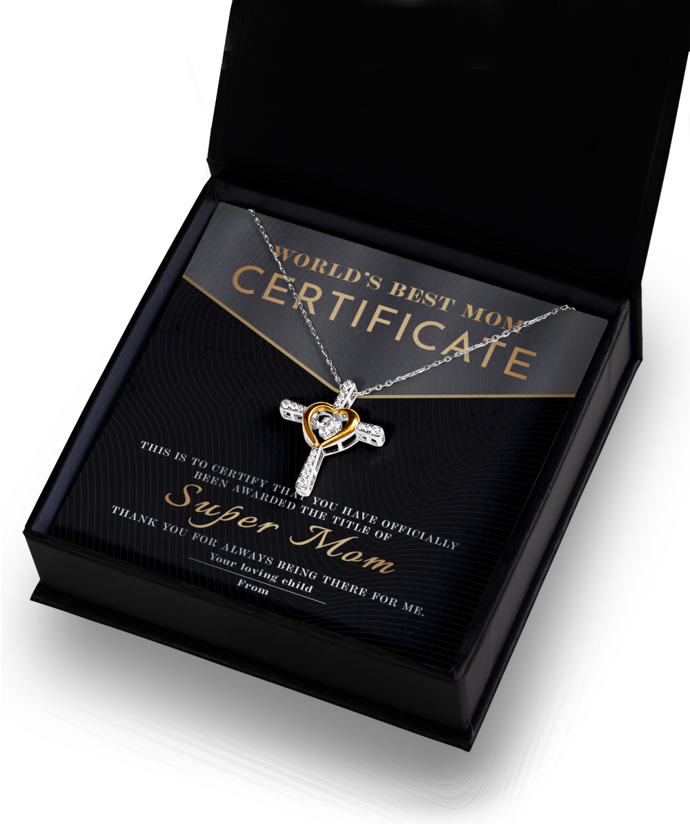 Mom | Best Mom Certificate | Cross Dancing Necklace