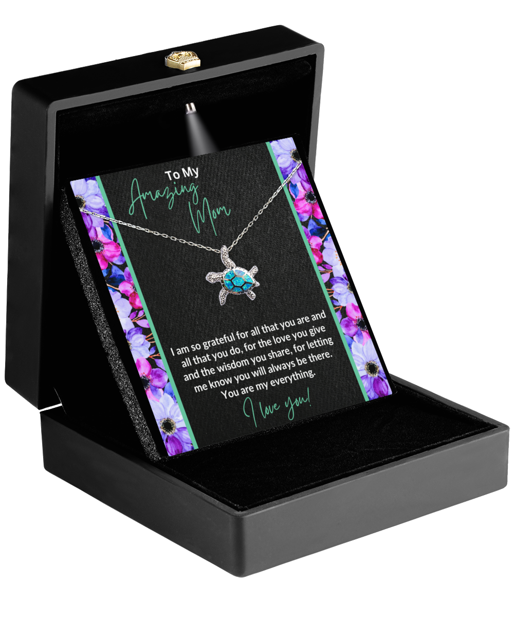 Mom | You Are Amazing | Opal Turtle Pendant