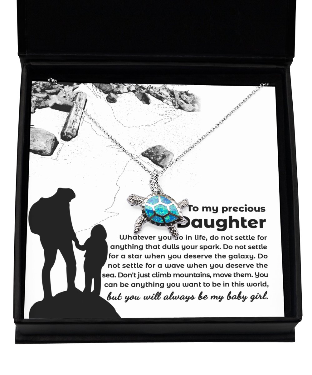 Daughter | Do Not Settle | Opal Turtle Necklace