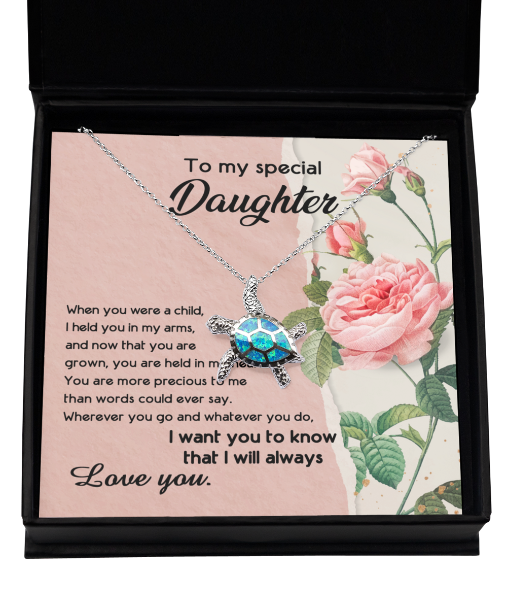 Daughter | In My Arms | Opal Turtle Pendant Necklace