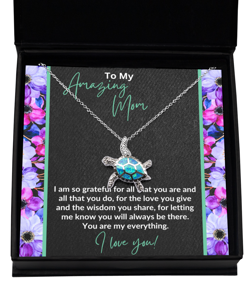 Mom | You Are Amazing | Opal Turtle Pendant