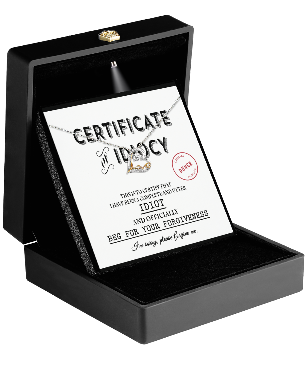 Sorry | Certificate Of Idiocy | Love Dancing Necklace