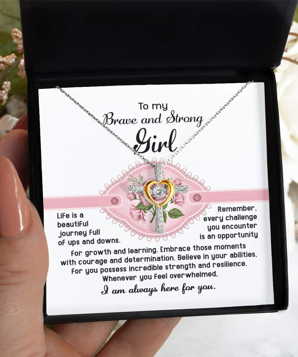 Daughter | Brave And Strong | Cross Dancing Necklace