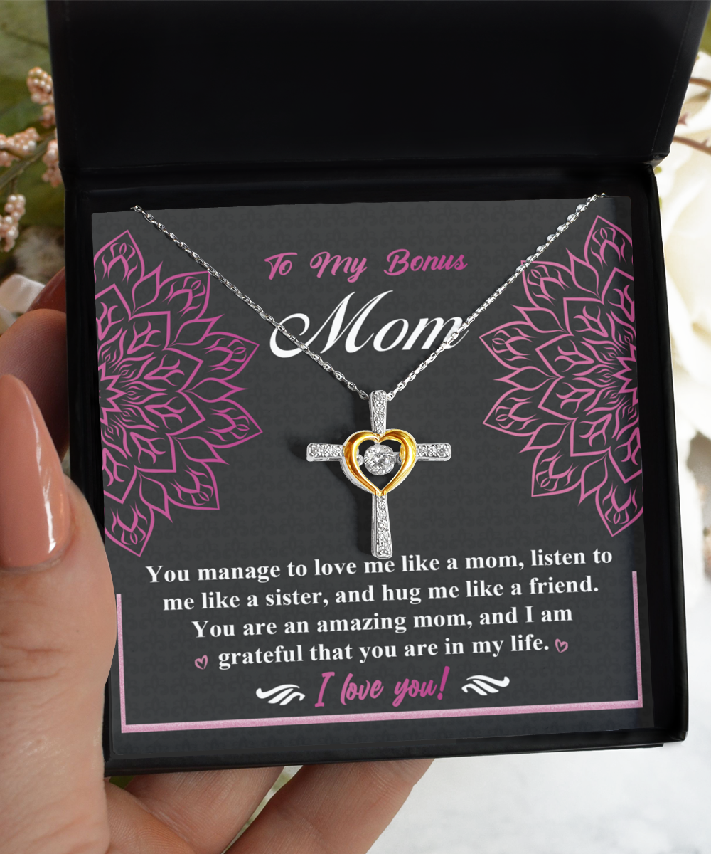 Bonus Mom | An Amazing Mom | Cross Dancing Necklace