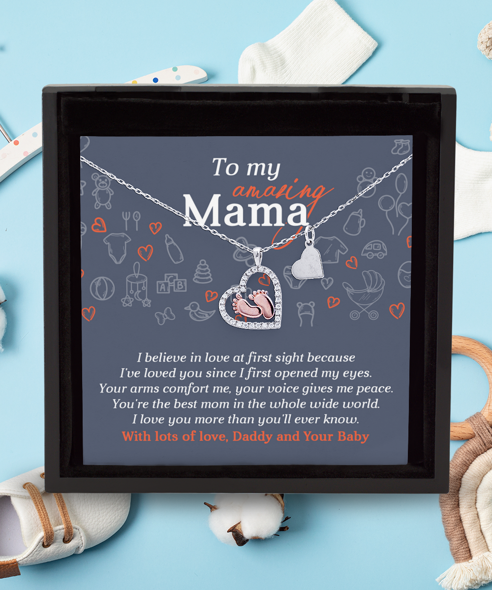 Mama To Be | Love At First Sight | Baby Feet Necklace