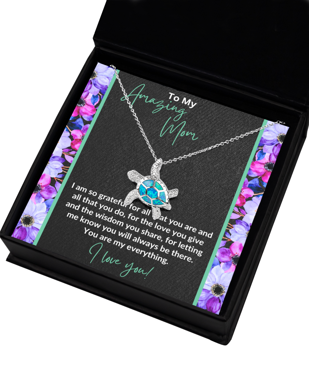 Mom | You Are Amazing | Opal Turtle Pendant