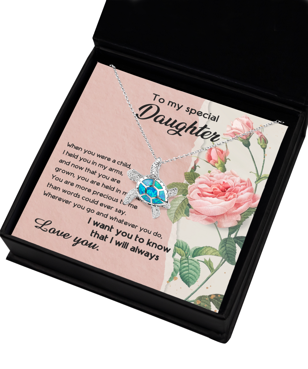 Daughter | In My Arms | Opal Turtle Pendant Necklace