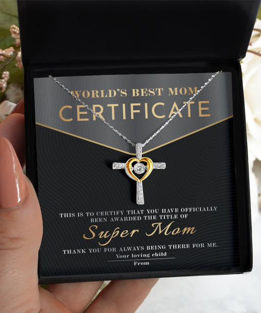 Mom | Best Mom Certificate | Cross Dancing Necklace