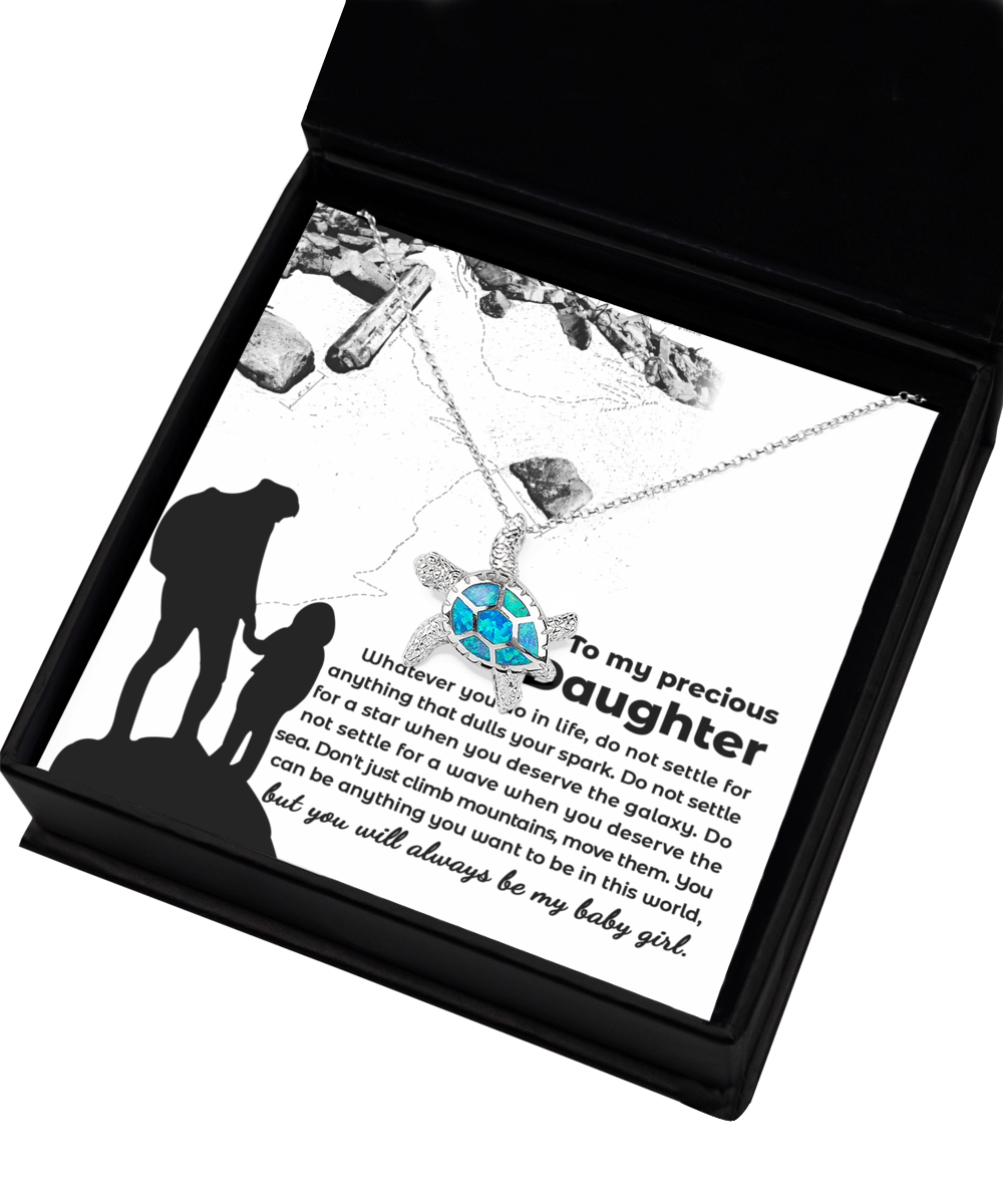 Daughter | Do Not Settle | Opal Turtle Necklace